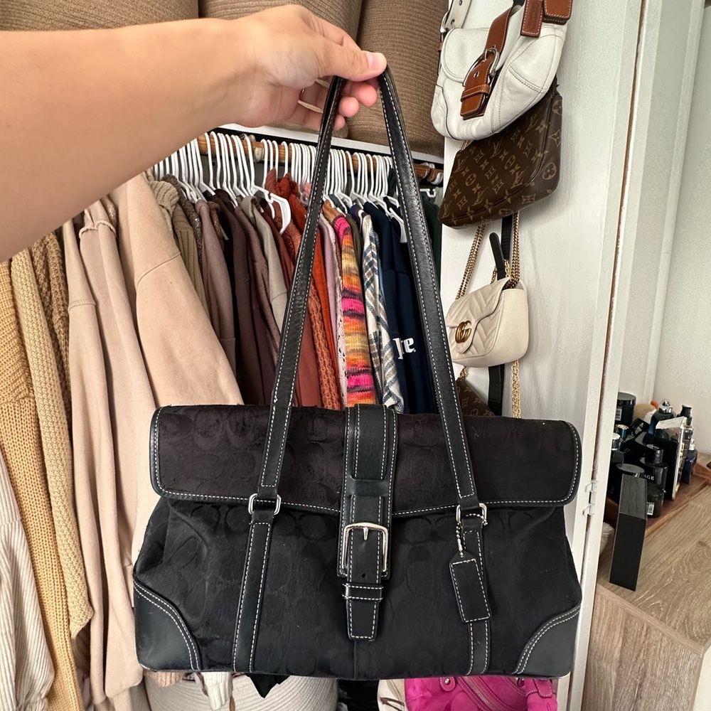 Coach Black Canvas with Leather